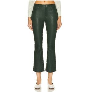 New FRAME Women's Pants Leather Le Crop Mini Boot Mid Rise in Pine Green size23